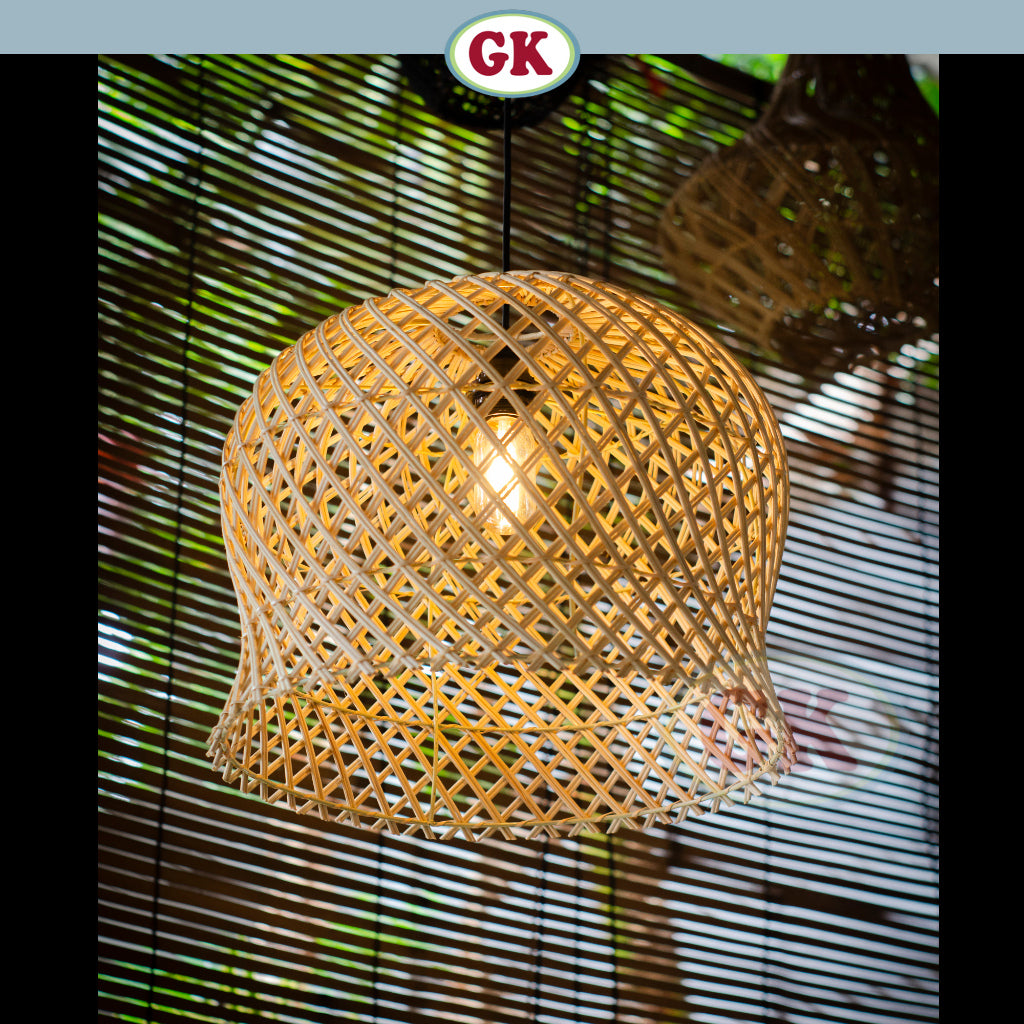 Kap Lampu Gantung Rotan BASIC 94 D40 - Handcrafted Rattan Lampshade Perfect Interior Decor For Cafe, Resto, or Home.
