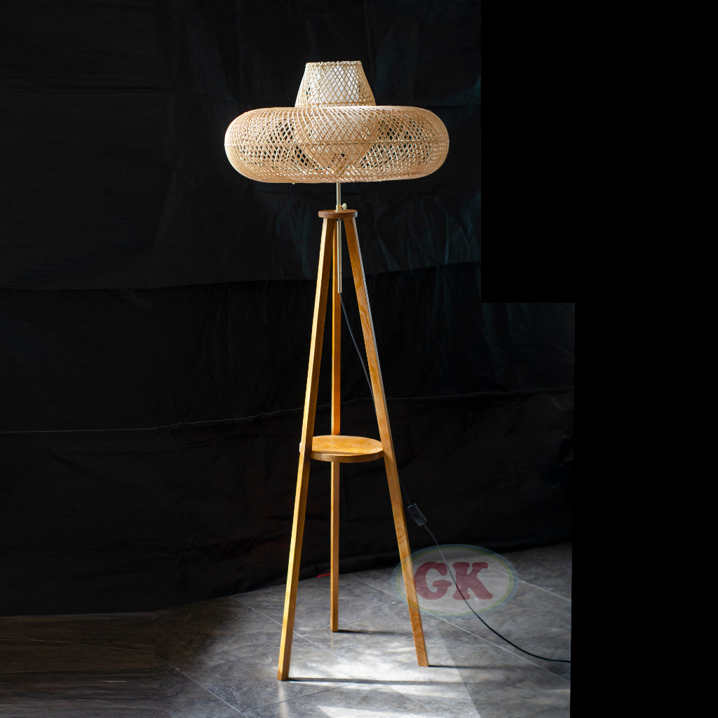 Kap Lampu Standing Rotan BASIC 76 - Handcrafted Rattan Standing Lampshade Best Interior Decor for Livingroom, Bedroom, or Longue.