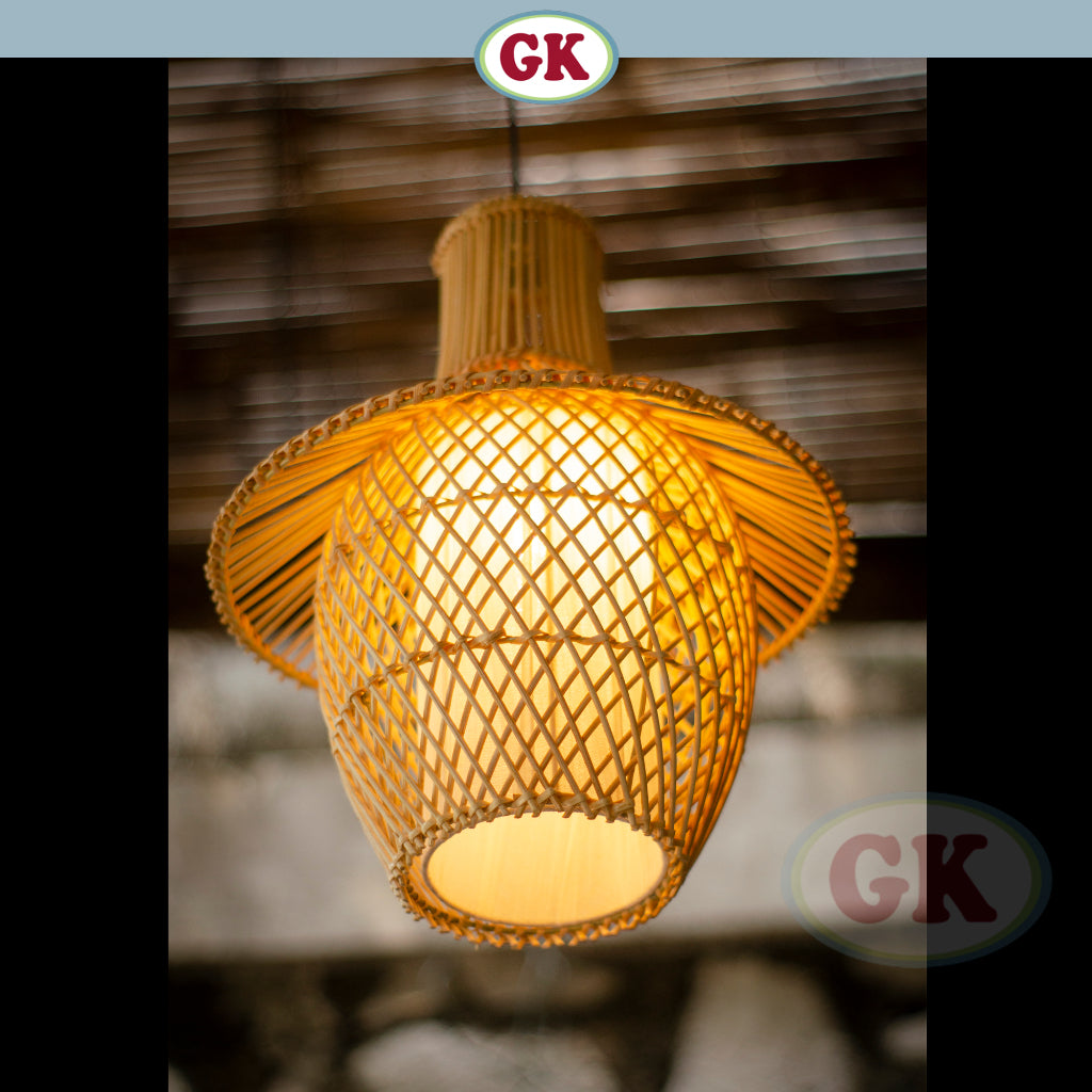 Kap Lampu Gantung Rotan LENTERA 09 D30 - Handcrafted Rattan Lampshade Perfect Interior Decor for Cafe, Resto, Hotel or Home.