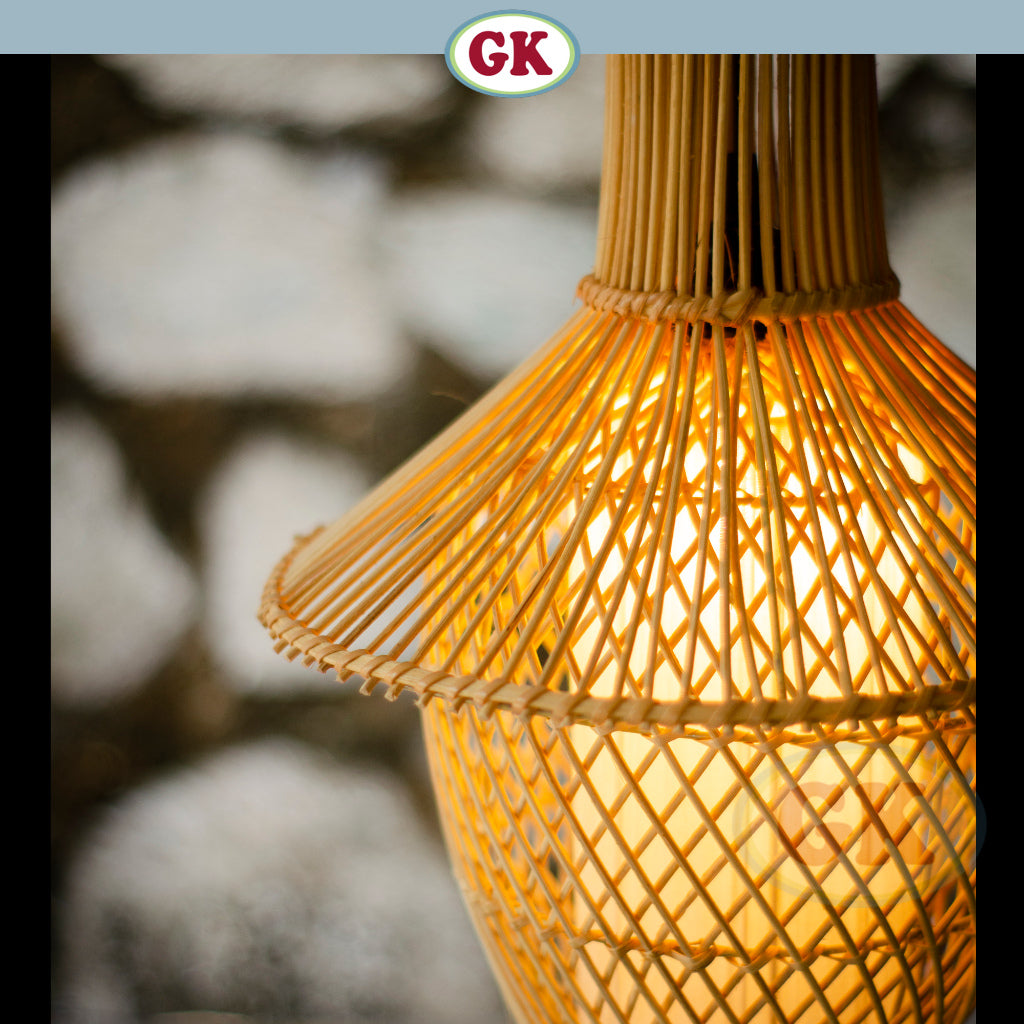 Kap Lampu Gantung Rotan LENTERA 09 D30 - Handcrafted Rattan Lampshade Perfect Interior Decor for Cafe, Resto, Hotel or Home.