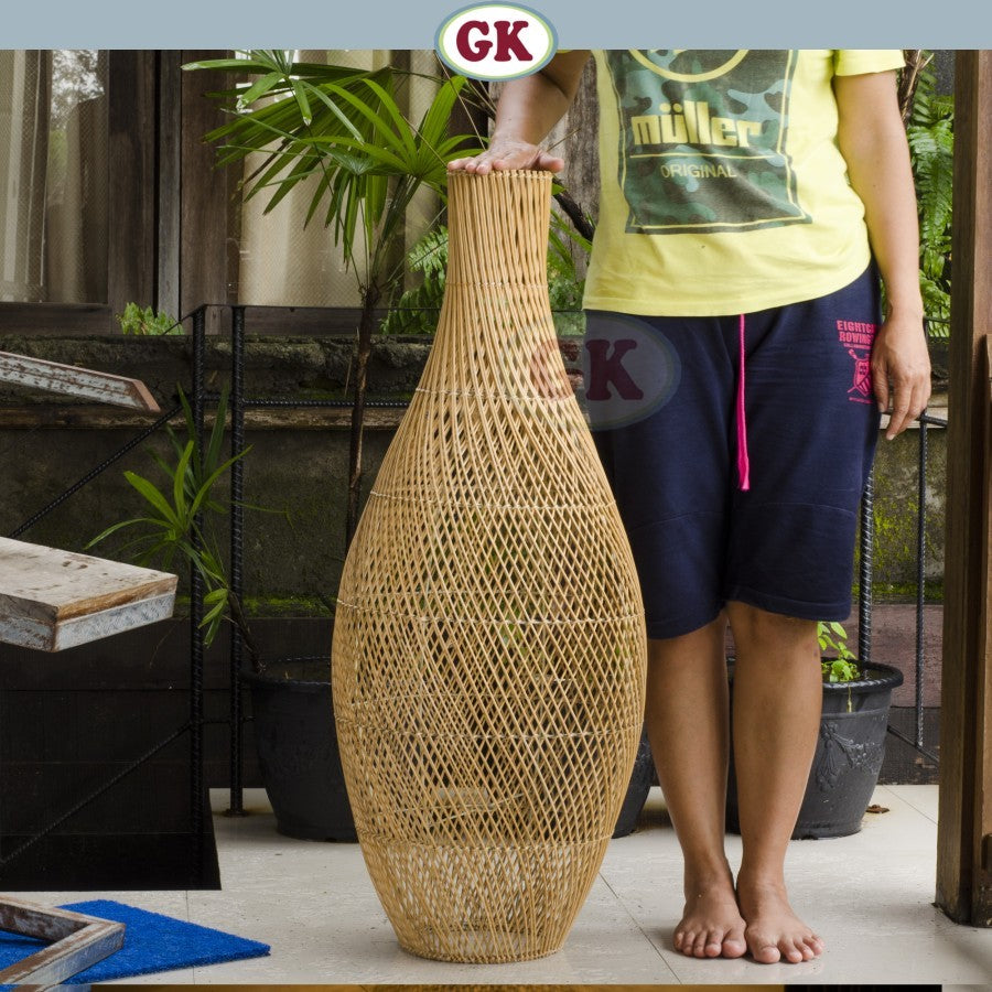 Kap Lampu Duduk BASIC 68 - Handcrafted Rattan Standing Lampshade Best Interior Decor for Livingroom, Bedroom, or Longue.