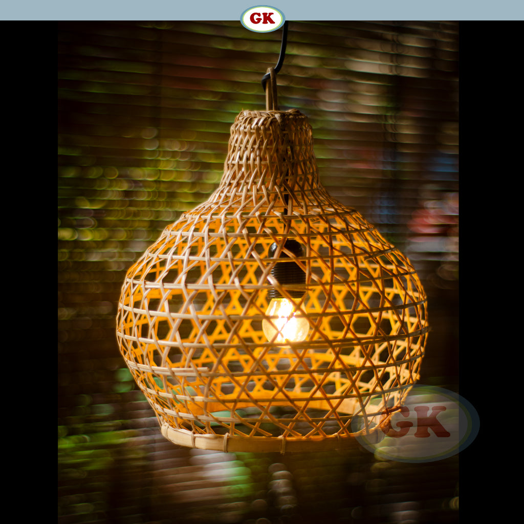 Kap Lampu Gantung Bambu BAMBOO 11 D30 - Tropical Bamboo Pendant Lampshade with Natural Texture for Cafe, Hotel, or Cozy Home Spaces.