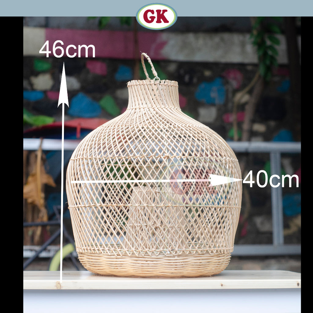 Kap Lampu Gantung Rotan BASIC 32 D40 - Rattan Unique Interior Lamp Decoration For Cozy Cafe, Resto or Home.