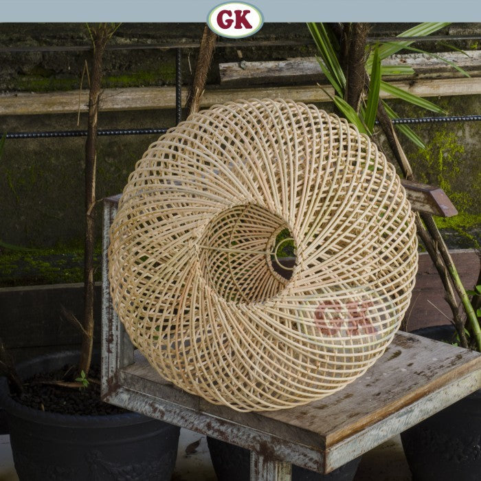 Kap Lampu Gantung Rotan DONUT 03 D50 - Japandi Style Handwoven Rattan Pendant Lampshade for Minimalist Tropical Decor in Home, Café, Resto, Hotel or Villa.