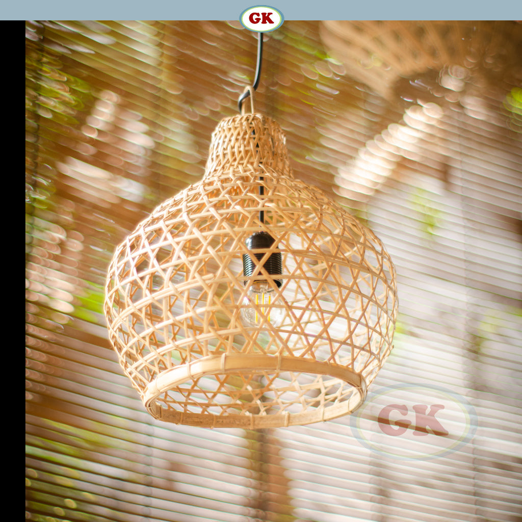Kap Lampu Gantung Bambu BAMBOO 11 D30 - Tropical Bamboo Pendant Lampshade with Natural Texture for Cafe, Hotel, or Cozy Home Spaces.