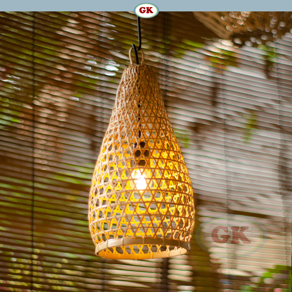 Kap Lampu Gantung Bambu BAMBOO 08 - Handcrafted Rattan Unique Lampshade Best Interior Decor for Cafe, Resto, Hotel or Home.