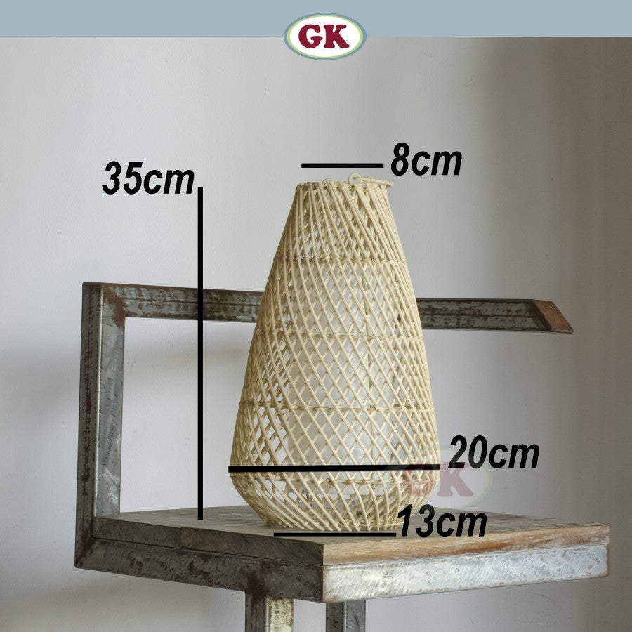 Kap Lampu Gantung Rotan LENTERA 02 D20 - Handcrafted Rattan Lampshade Perfect Interior Decor for Cafe, Resto, Hotel or Home.