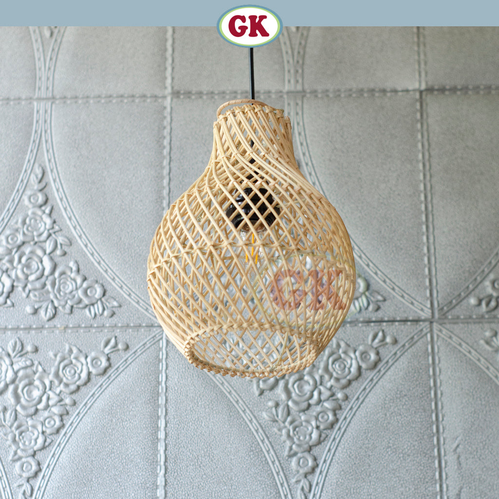 Kap Lampu Gantung Rotan BASIC 47 D20 - Handcrafted Rattan Lampshade Perfect Interior Decor for Cafe, Resto, or Home.