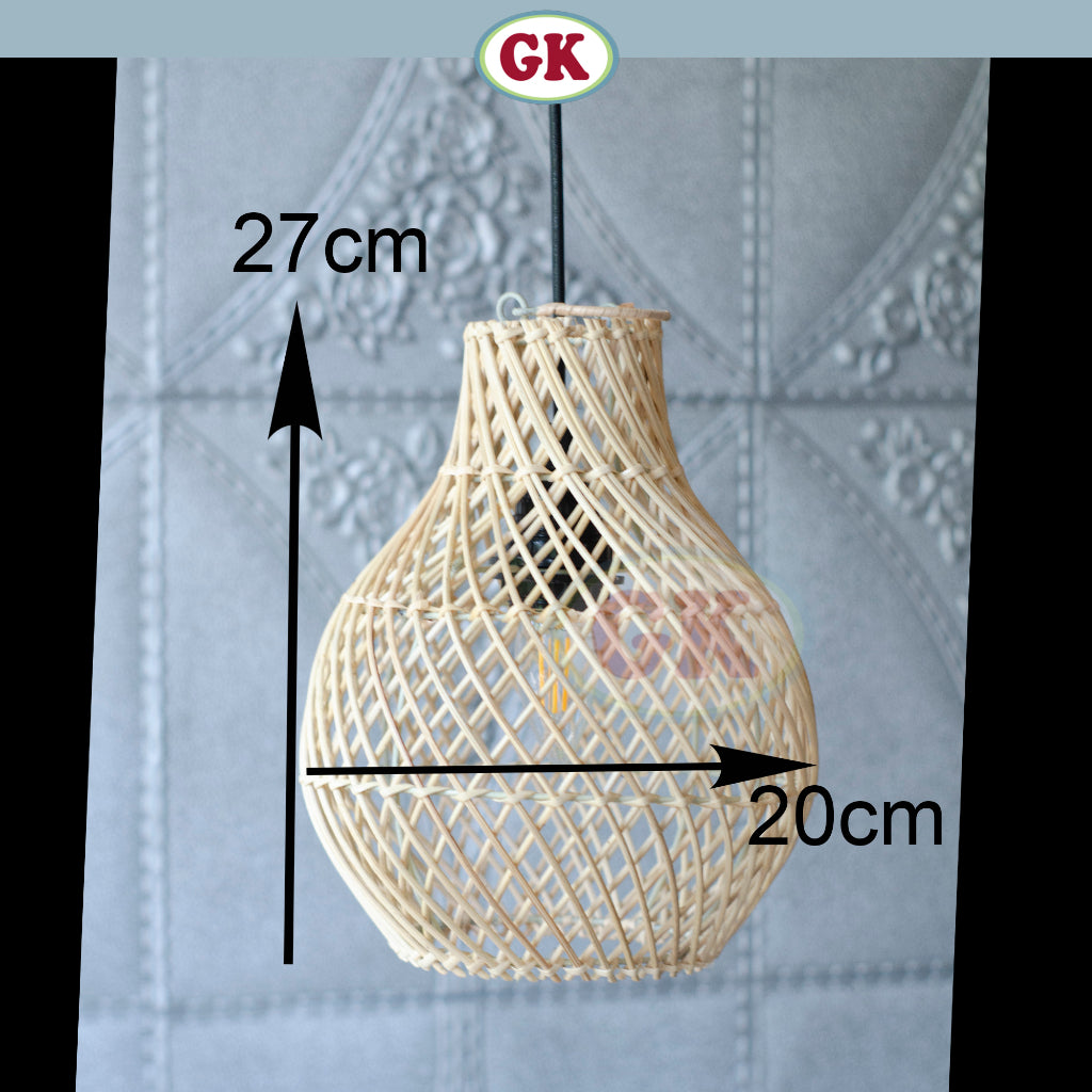 Kap Lampu Gantung Rotan BASIC 47 D20 - Handcrafted Rattan Lampshade Perfect Interior Decor for Cafe, Resto, or Home.