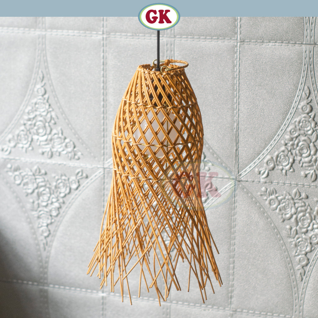 Kap Lampu Gantung Rotan BASIC 31 D20 - Rattan Unique Interior Lamp Decoration For Cozy Cafe, Resto or Home.