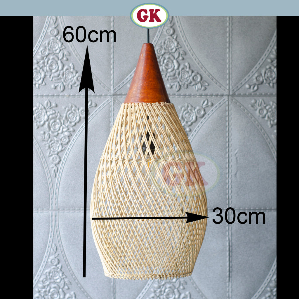 Kap Lampu Gantung Rotan KUBAH 14 - Dekorasi Lampu Kayu