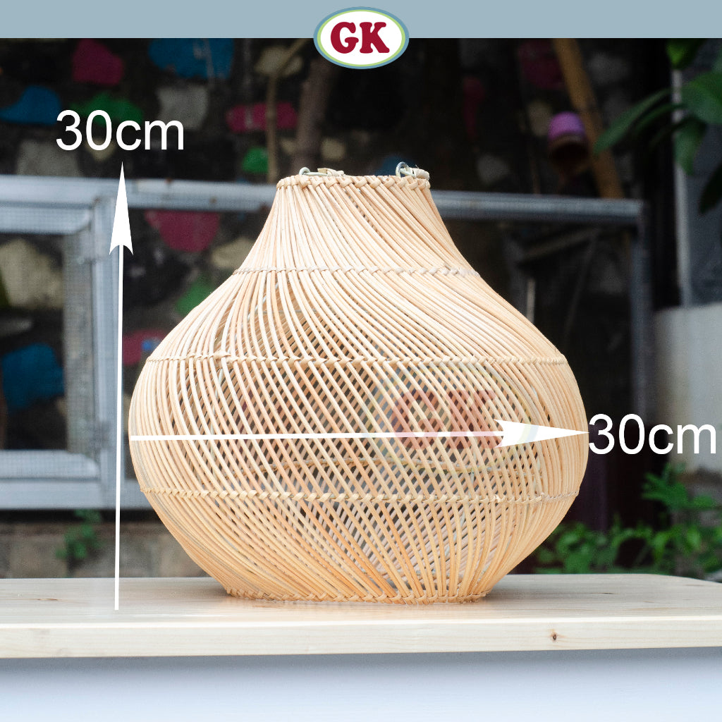 Kap Lampu Gantung Rotan BASIC 33 D30 - Rattan Unique Interior Lamp Decoration For Cozy Cafe, Resto or Home.