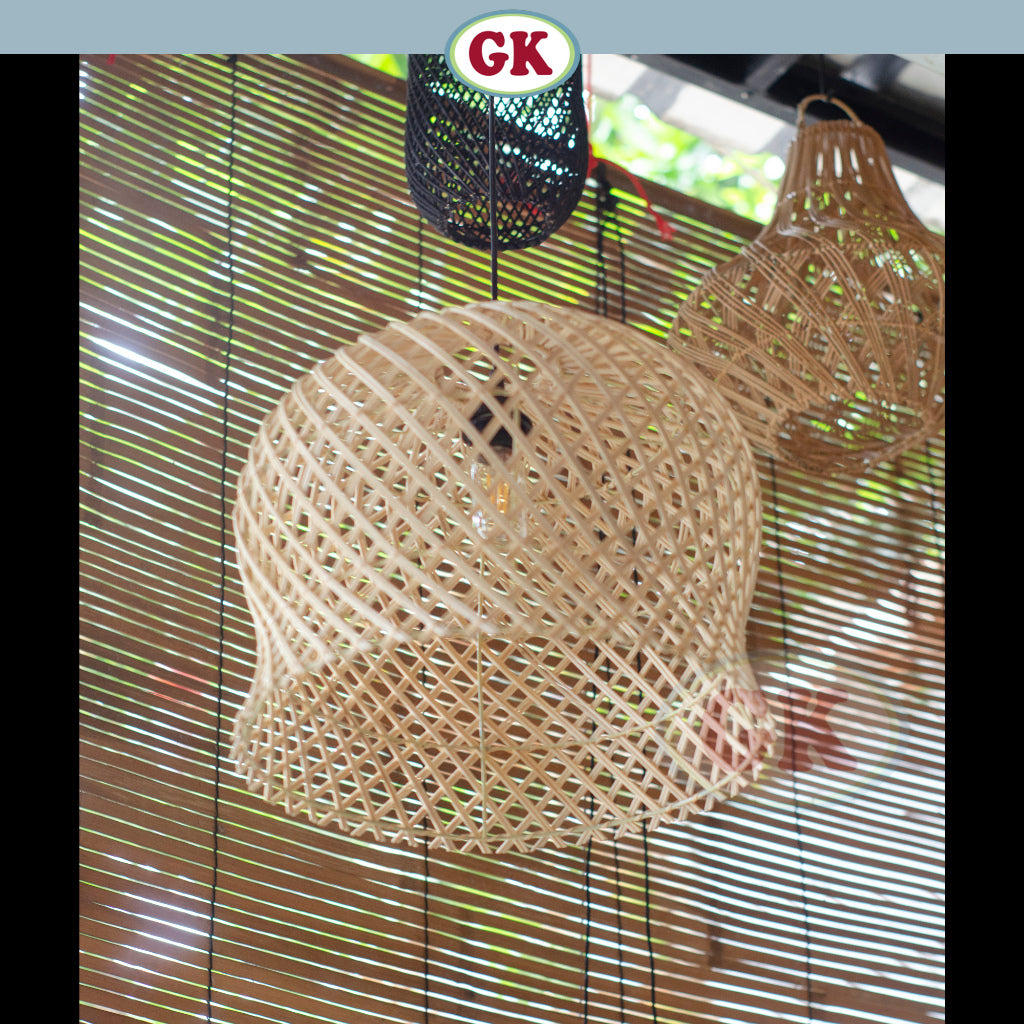 Kap Lampu Gantung Rotan BASIC 94 D40 - Handcrafted Rattan Lampshade Perfect Interior Decor For Cafe, Resto, or Home.