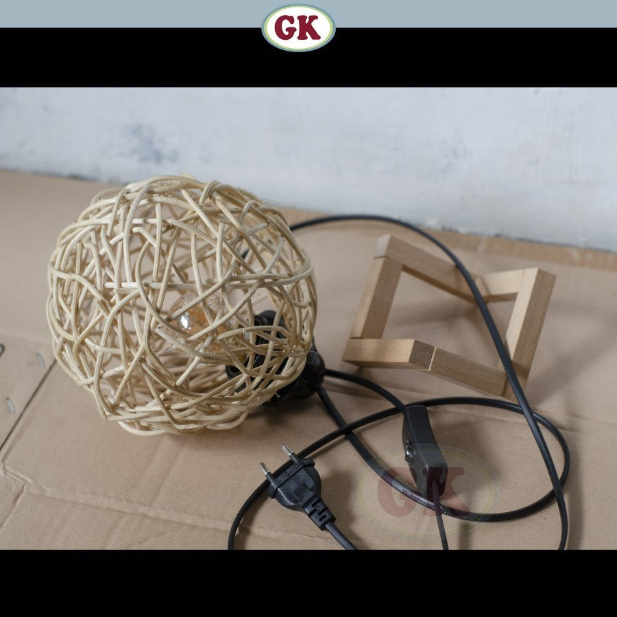 Kap Lampu Meja Rotan BASIC 87 D20 - Handcrafted Rattan Lampshade Perfect Interior Decor for Cafe, Resto, Hotel or Home.