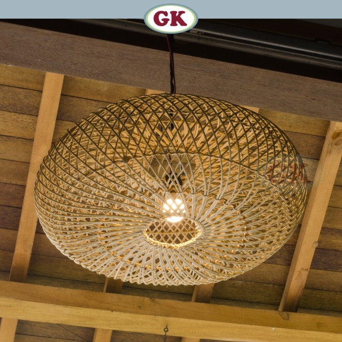 Kap Lampu Gantung Rotan DONUT 03 D50 - Japandi Style Handwoven Rattan Pendant Lampshade for Minimalist Tropical Decor in Home, Café, Resto, Hotel or Villa.