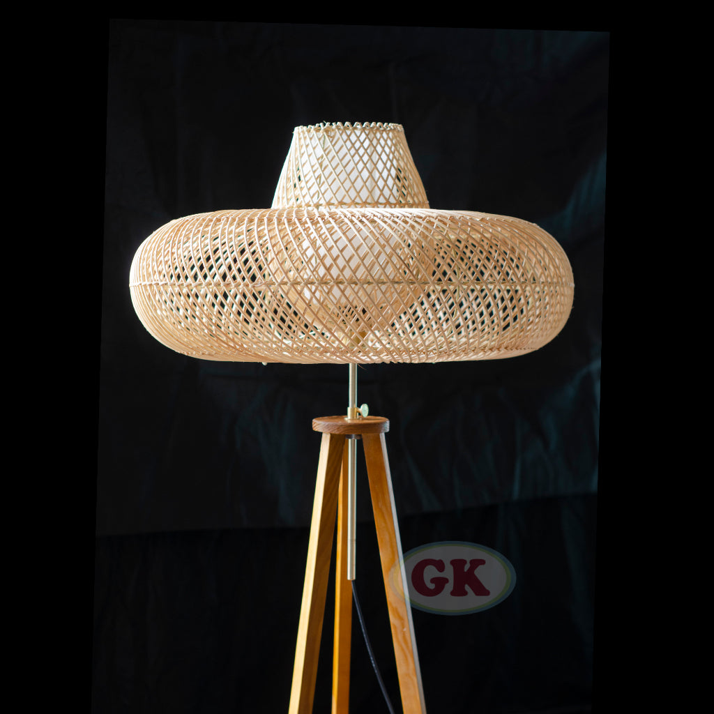 Kap Lampu Standing Rotan BASIC 76 - Handcrafted Rattan Standing Lampshade Best Interior Decor for Livingroom, Bedroom, or Longue.