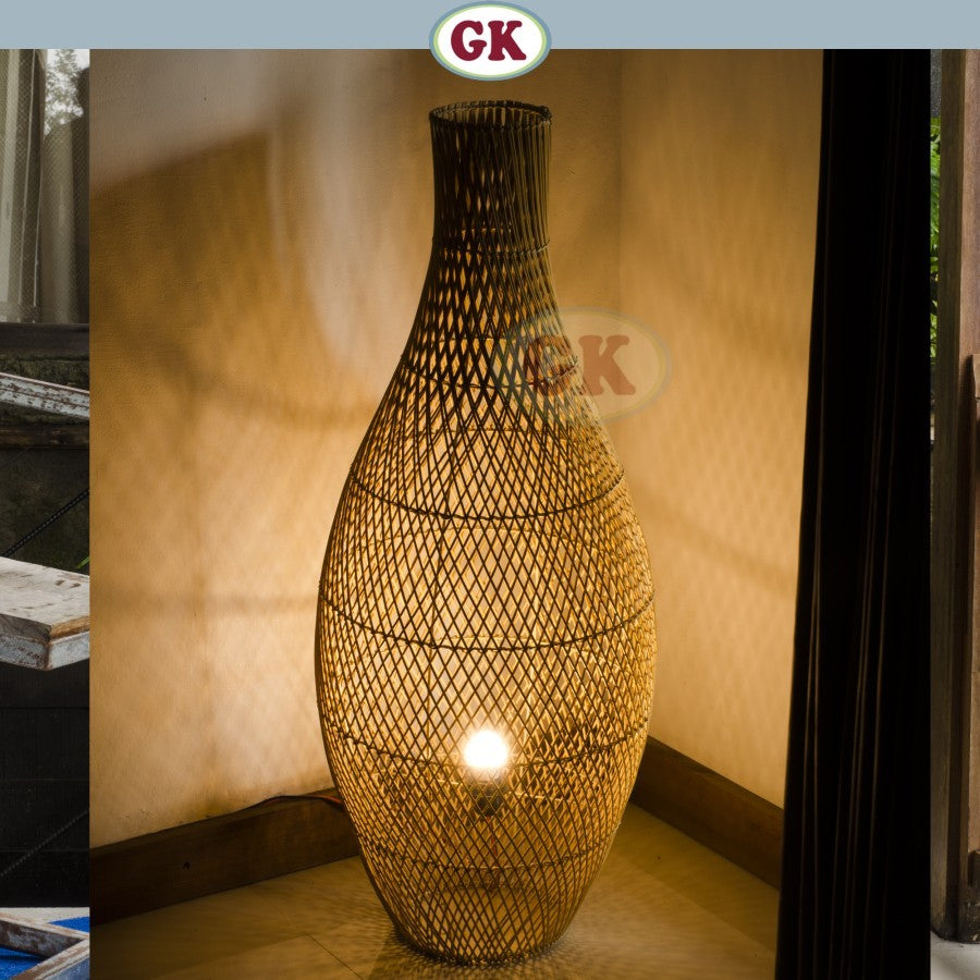Kap Lampu Duduk BASIC 68 - Handcrafted Rattan Standing Lampshade Best Interior Decor for Livingroom, Bedroom, or Longue.