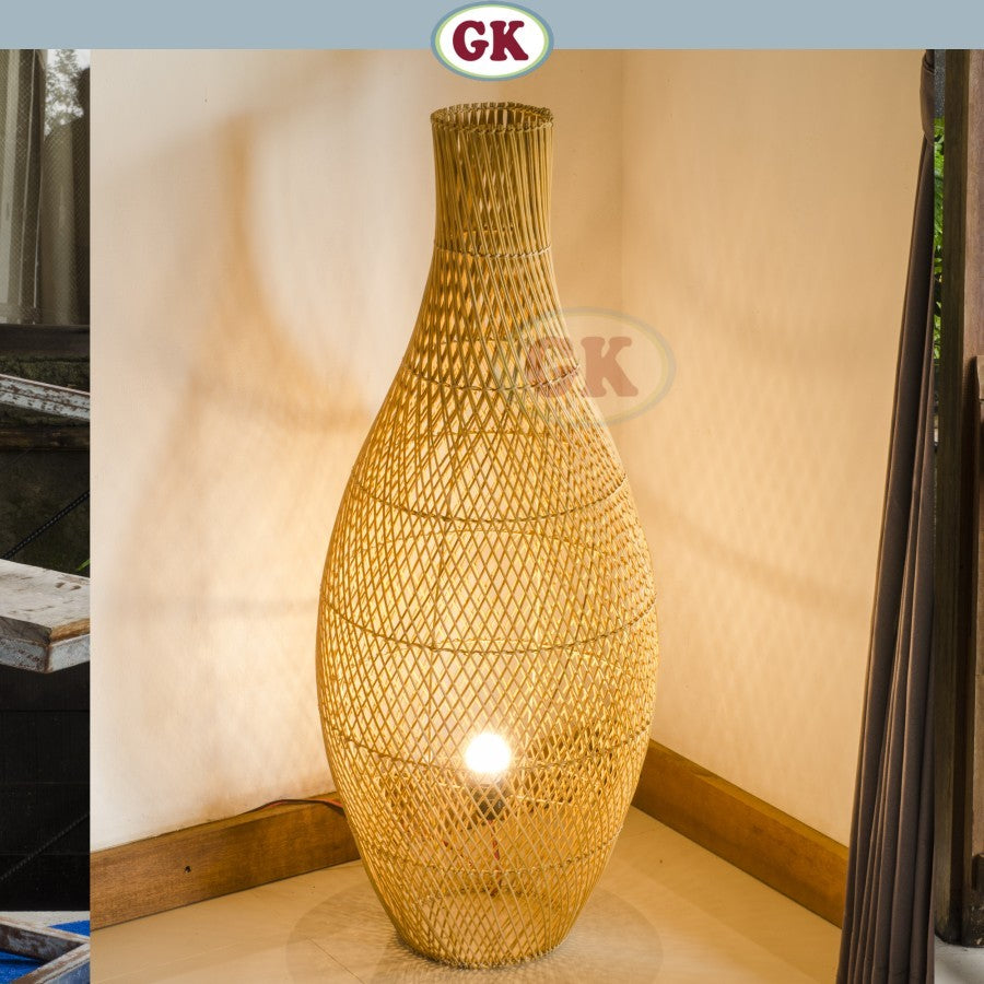 Kap Lampu Duduk BASIC 68 - Handcrafted Rattan Standing Lampshade Best Interior Decor for Livingroom, Bedroom, or Longue.