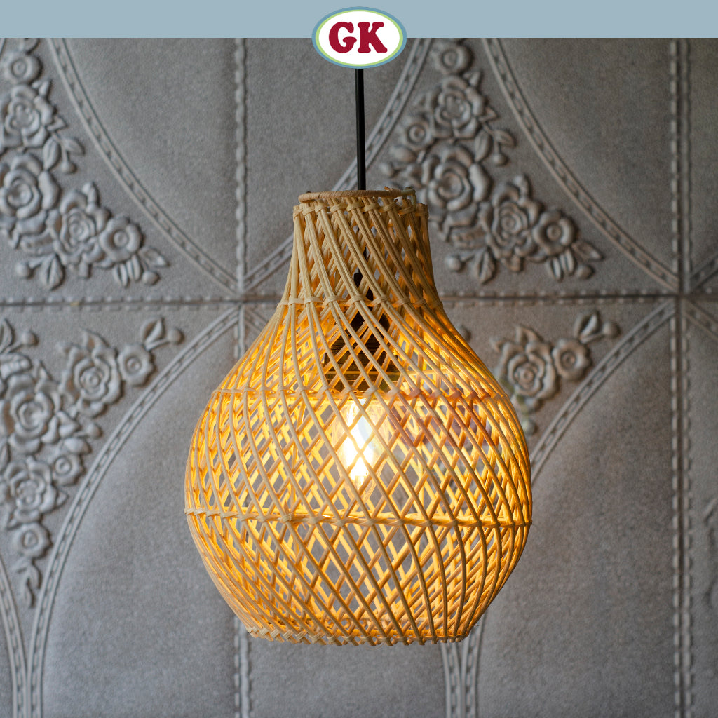 Kap Lampu Gantung Rotan BASIC 47 D20 - Handcrafted Rattan Lampshade Perfect Interior Decor for Cafe, Resto, or Home.