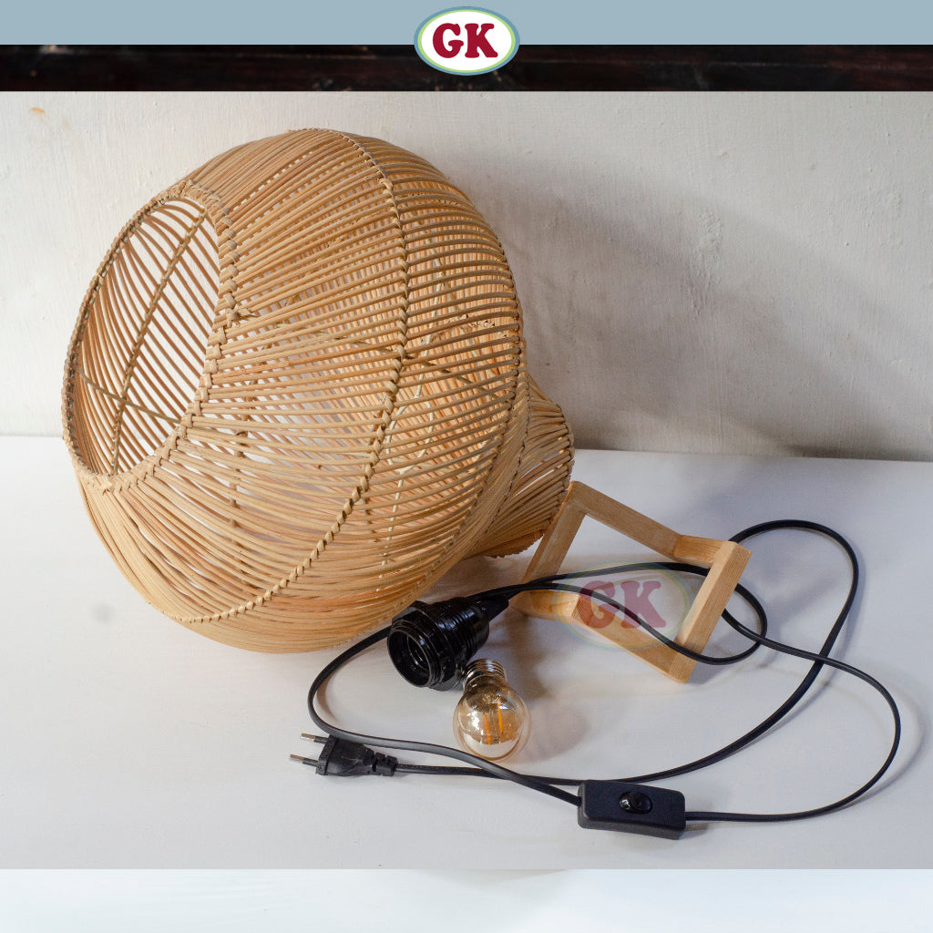 Kap Lampu Sudut BASIC 57 D30 - Handcrafted Rattan Lampshade Perfect Interior Decor for Livingroom, Bedroom, or Longue.