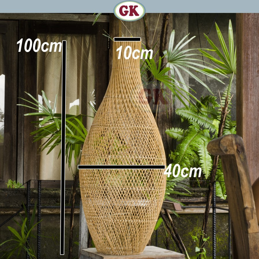 Kap Lampu Duduk BASIC 68 - Handcrafted Rattan Standing Lampshade Best Interior Decor for Livingroom, Bedroom, or Longue.