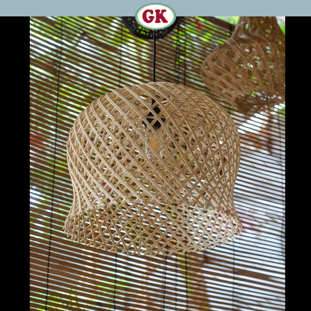 Kap Lampu Gantung Rotan BASIC 94 D40 - Handcrafted Rattan Lampshade Perfect Interior Decor For Cafe, Resto, or Home.