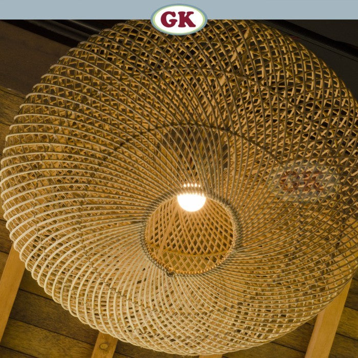 Kap Lampu Gantung Rotan DONUT 03 D50 - Japandi Style Handwoven Rattan Pendant Lampshade for Minimalist Tropical Decor in Home, Café, Resto, Hotel or Villa.