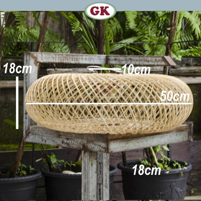 Kap Lampu Gantung Rotan DONUT 03 D50 - Japandi Style Handwoven Rattan Pendant Lampshade for Minimalist Tropical Decor in Home, Café, Resto, Hotel or Villa.