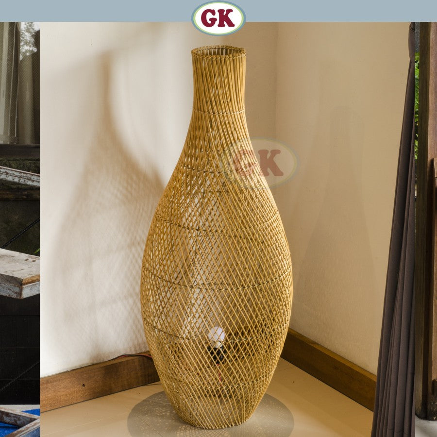 Kap Lampu Duduk BASIC 68 - Handcrafted Rattan Standing Lampshade Best Interior Decor for Livingroom, Bedroom, or Longue.