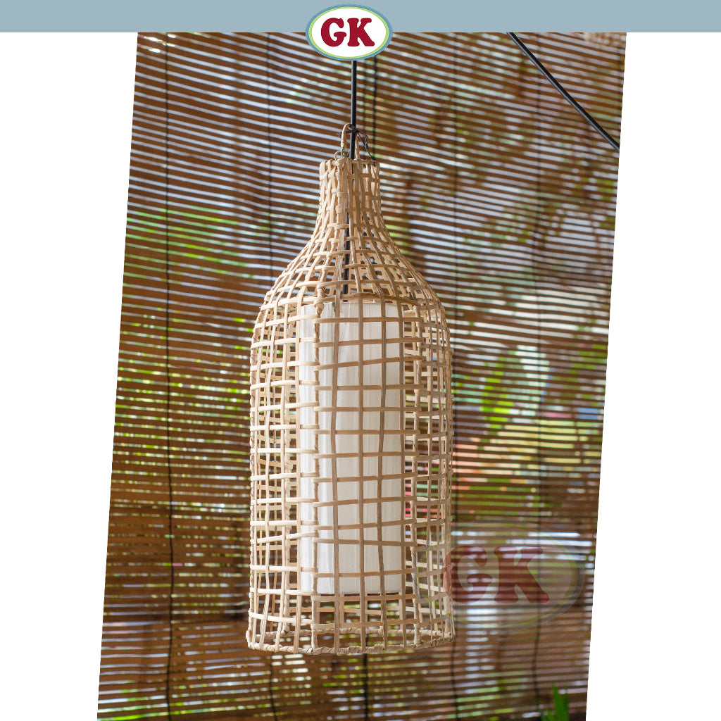 Kap Lampu Gantung Rotan LENTERA 07 D25 - Handcrafted Rattan Lampshade Perfect Interior Decor for Cafe, Resto, Hotel or Home.