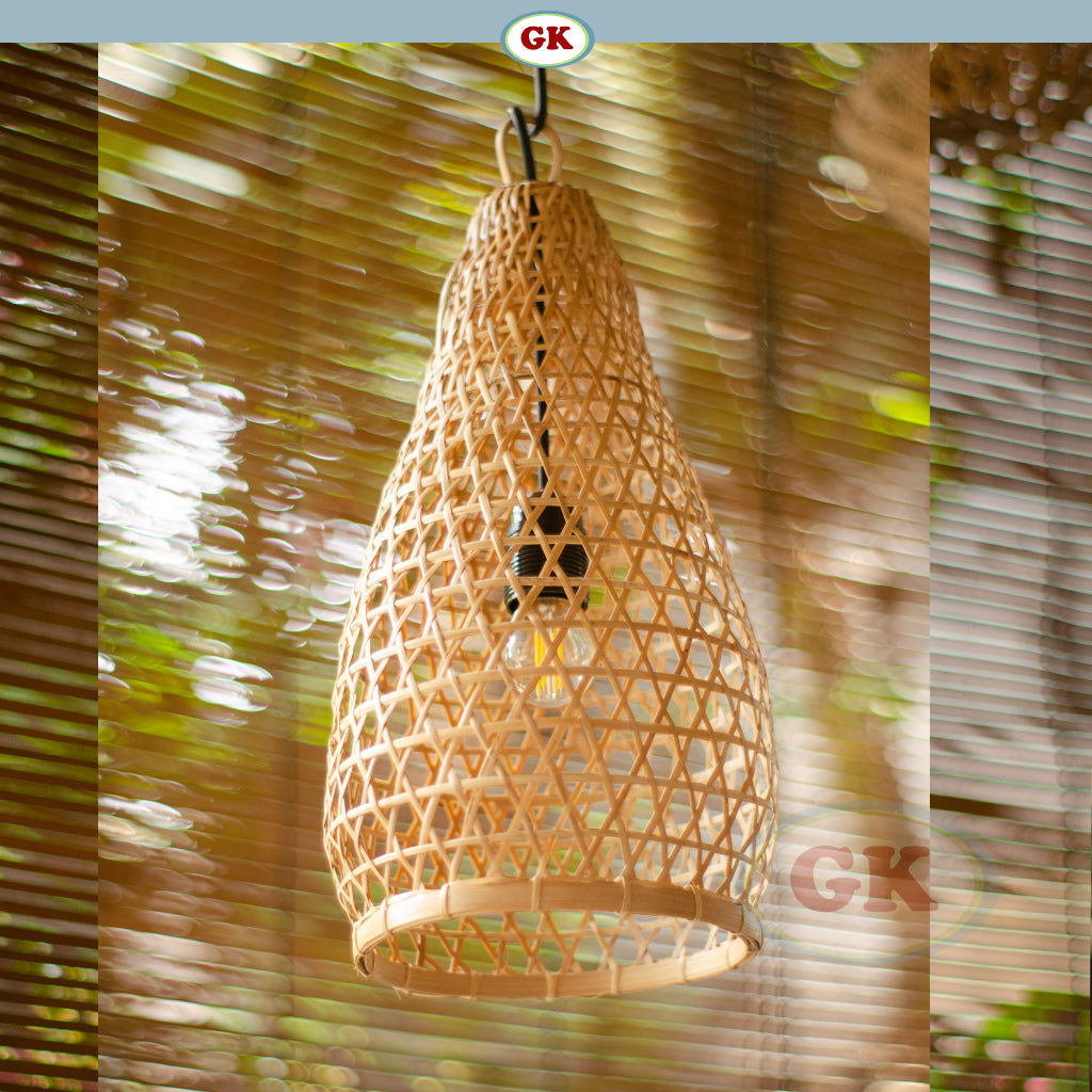 Kap Lampu Gantung Bambu BAMBOO 08 - Handcrafted Rattan Unique Lampshade Best Interior Decor for Cafe, Resto, Hotel or Home.