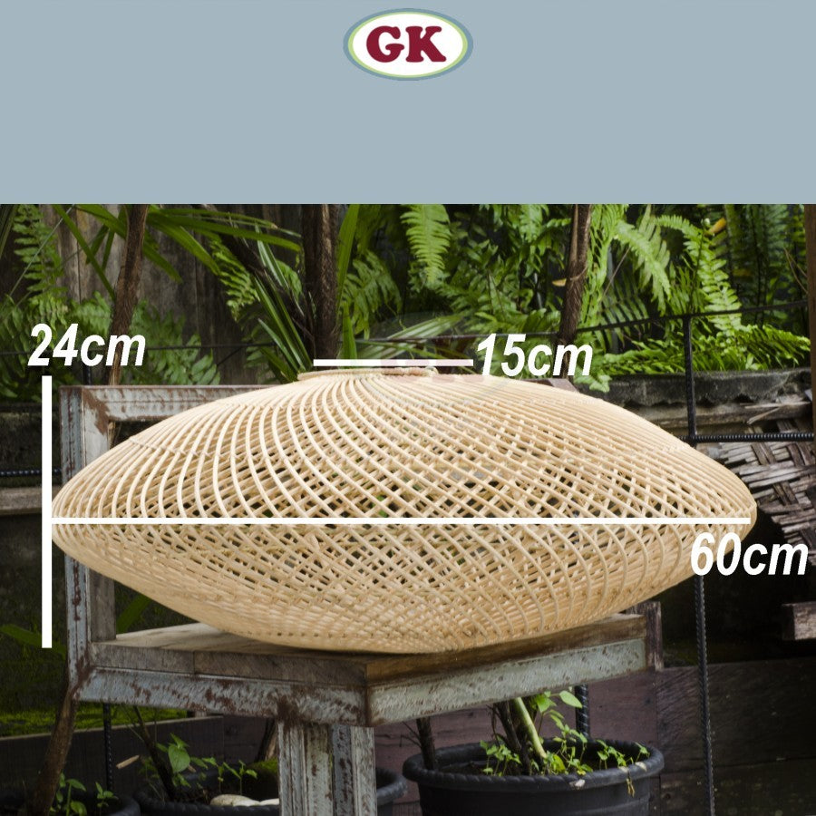 Kap Lampu Gantung Rotan DONUT 02 D60 - Japandi Style Handwoven Rattan Pendant Lampshade for Minimalist Tropical Decor in Home, Café, Resto, Hotel or Villa.