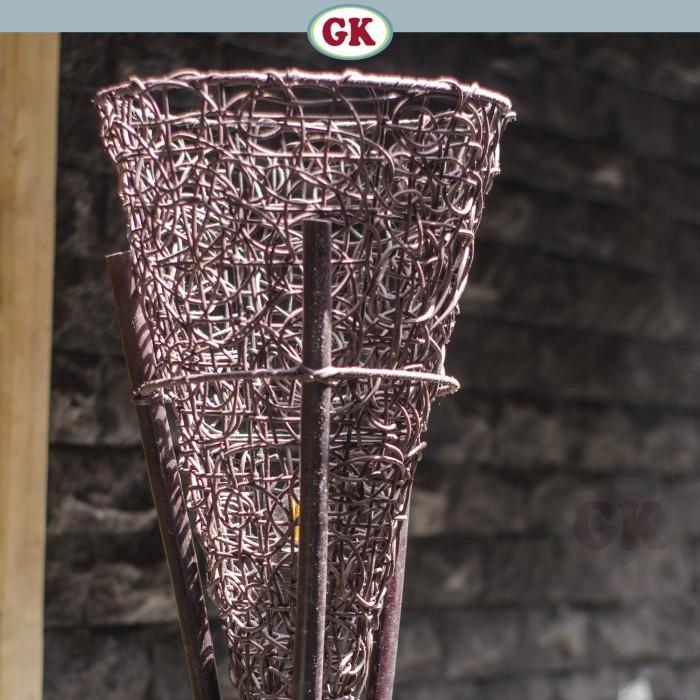 Kap Lampu Stand Rotan VINTAGE 22 D30 - Handwoven Rattan Standing Lampshade Rustic Natural Decor for Home, Cafe, Resto, Hotel or Villa.