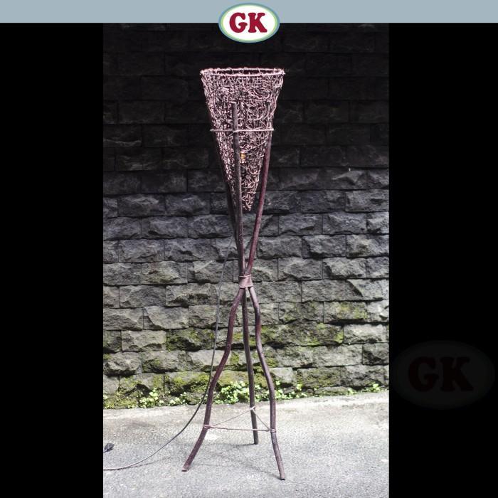 Kap Lampu Stand Rotan VINTAGE 22 D30 - Handwoven Rattan Standing Lampshade Rustic Natural Decor for Home, Cafe, Resto, Hotel or Villa.