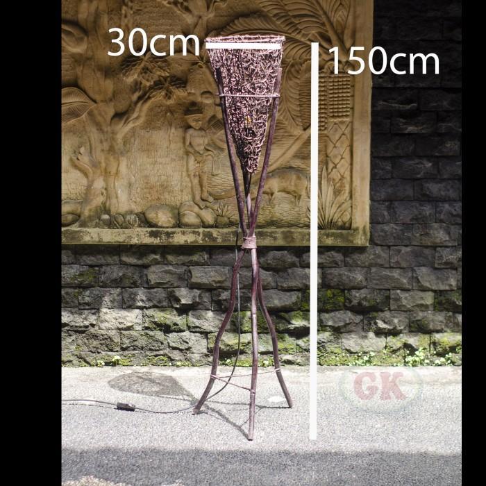 Kap Lampu Stand Rotan VINTAGE 22 D30 - Handwoven Rattan Standing Lampshade Rustic Natural Decor for Home, Cafe, Resto, Hotel or Villa.