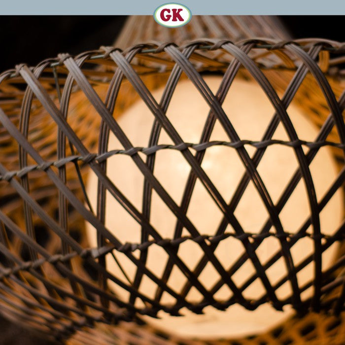 Kap Lampu Gantung Rotan FIBER 01 D60 - Artistic Rattan Butterfly Lampshade Perfect Interior Decor for Livingroom, Bedroom, or Longue.