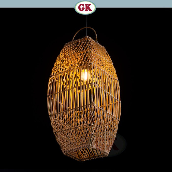 Kap Lampu Gantung Rotan BASIC 38 D25 - Rattan Unique Lantern Ornamental For Natural Atmosphere in Home, Resto, Cafe, Hotel, or Villa.