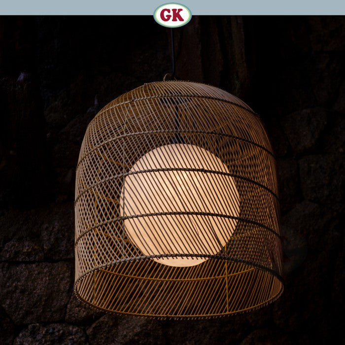Kap Lampu Gantung Rotan FIBER 02 D50 - Artistic Rattan Lampshade Perfect Interior Decor for Livingroom, Bedroom, or Longue.