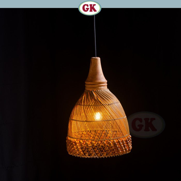 Kap Lampu Gantung Rotan KUBAH 17 - Dekorasi Lampu Aesthetic Kayu