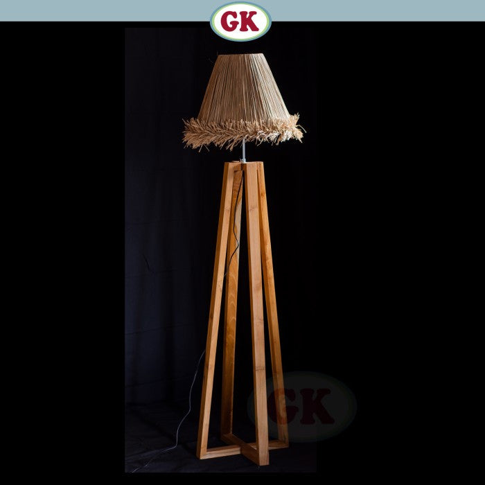 Kap Lampu Standing Rotan RUSTIC 32 D40 - Modern Japandi Rattan Tripod Floor Lampshade for Natural Minimalist Interior in Home, Resto, Cafe, or Villa.