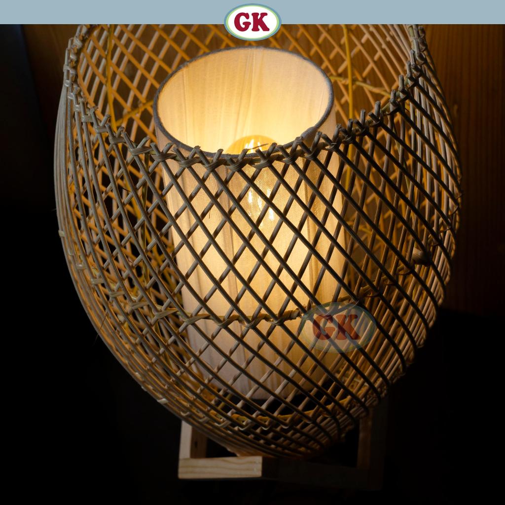 Kap Lampu Meja Rotan LENTERA 04 D25 - Handwoven Rattan Table Lampshade Elegant Natural Decor for Bedroom, Livingroom, Lounge or Workspace.