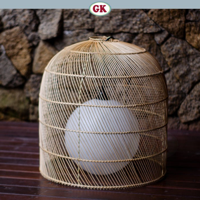 Kap Lampu Gantung Rotan FIBER 02 D50 - Artistic Rattan Lampshade Perfect Interior Decor for Livingroom, Bedroom, or Longue.