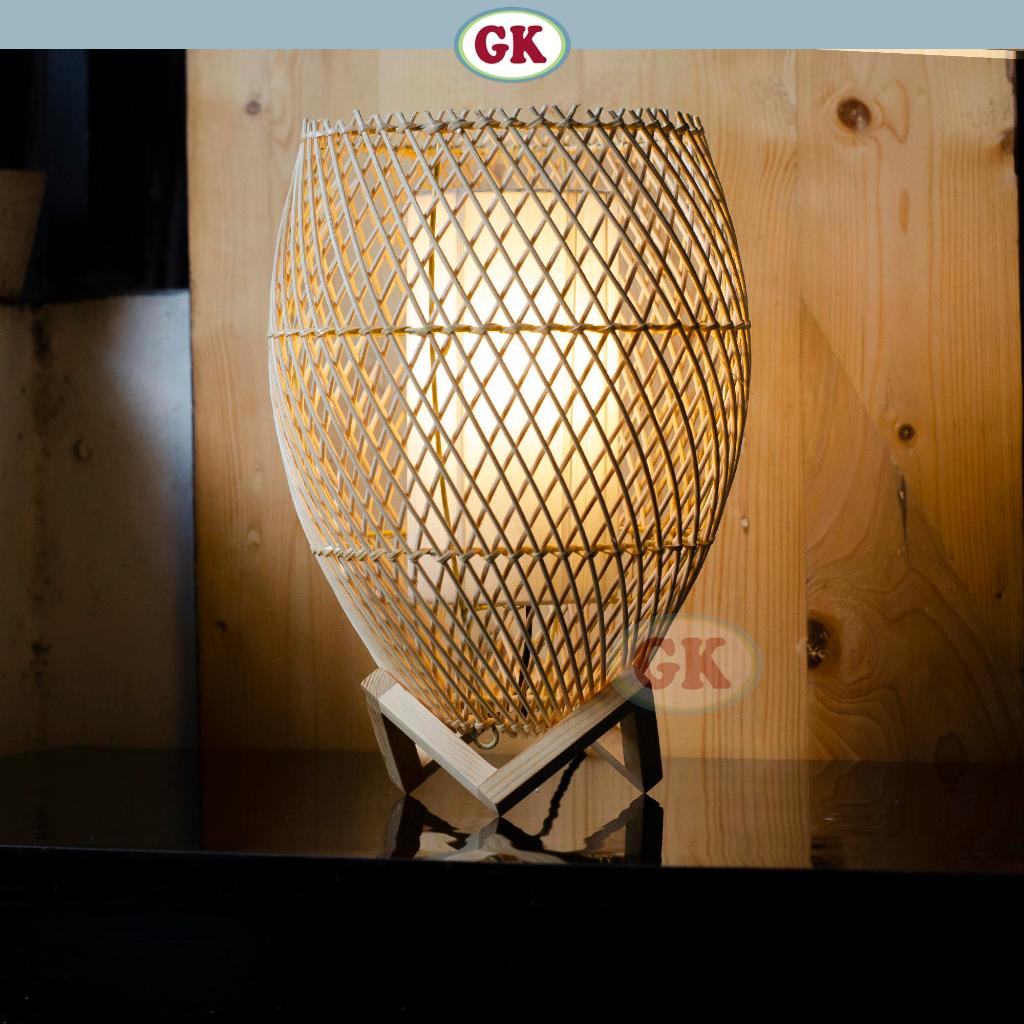 Kap Lampu Meja Rotan LENTERA 04 D25 - Handwoven Rattan Table Lampshade Elegant Natural Decor for Bedroom, Livingroom, Lounge or Workspace.