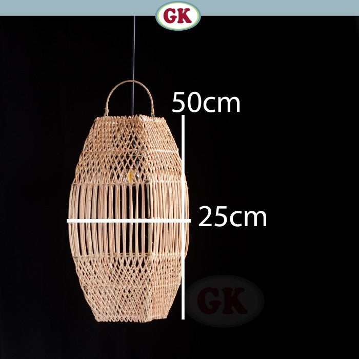 Kap Lampu Gantung Rotan BASIC 38 D25 - Rattan Unique Lantern Ornamental For Natural Atmosphere in Home, Resto, Cafe, Hotel, or Villa.