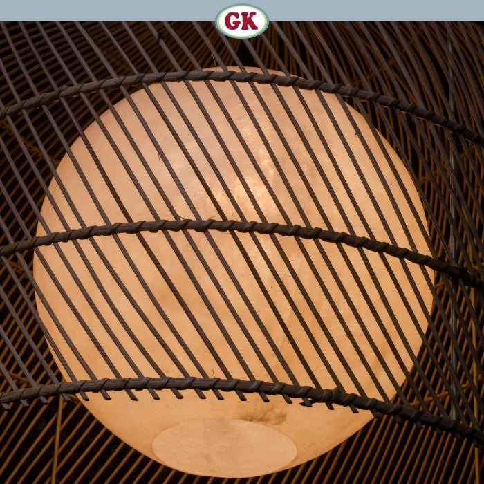 Kap Lampu Gantung Rotan FIBER 02 D50 - Artistic Rattan Lampshade Perfect Interior Decor for Livingroom, Bedroom, or Longue.