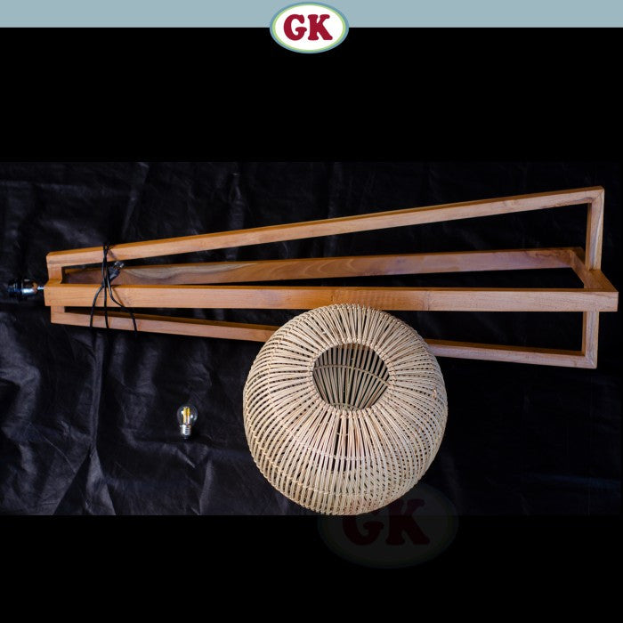 Kap Lampu Standing Rotan BASIC 90 D40 - Modern Japandi Rattan Tripod Floor Lampshade for Natural Minimalist Interior in Home, Resto, Cafe, or Villa.