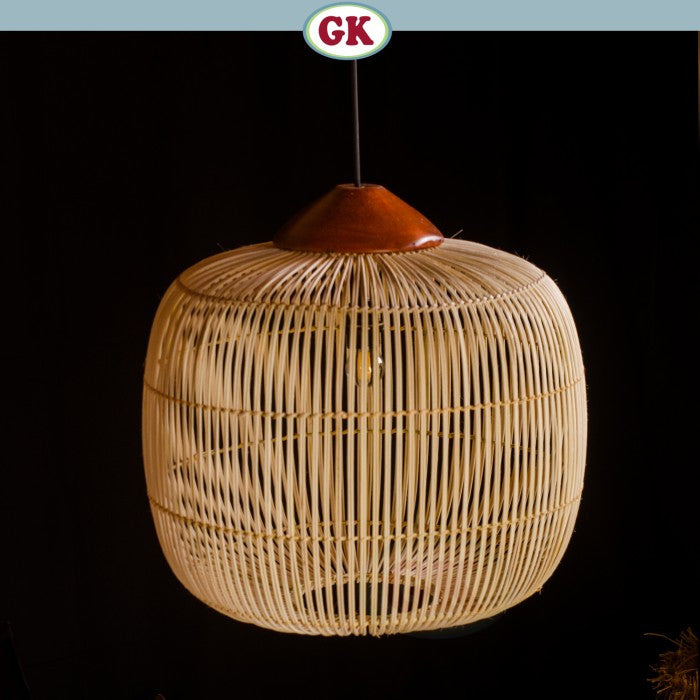 Kap Lampu Gantung Rotan KUBAH 03 - Dekorasi Lampu Aesthetic Interior Cafe