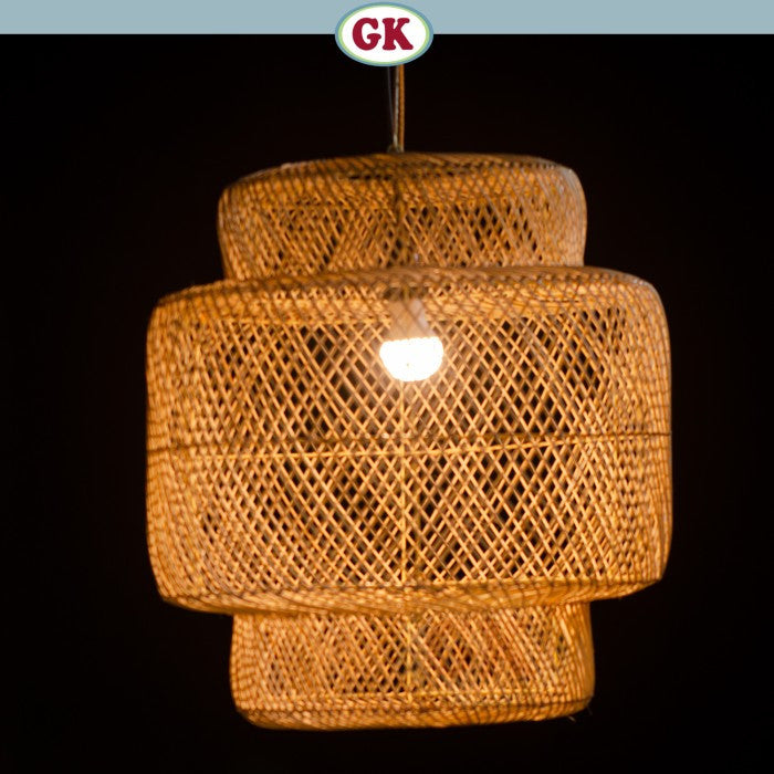 Kap Lampu Gantung Rotan BASIC 40 D50 - Rattan Unique Lantern Ornamental For Natural Atmosphere in Home, Resto, Cafe, Hotel, or Villa.