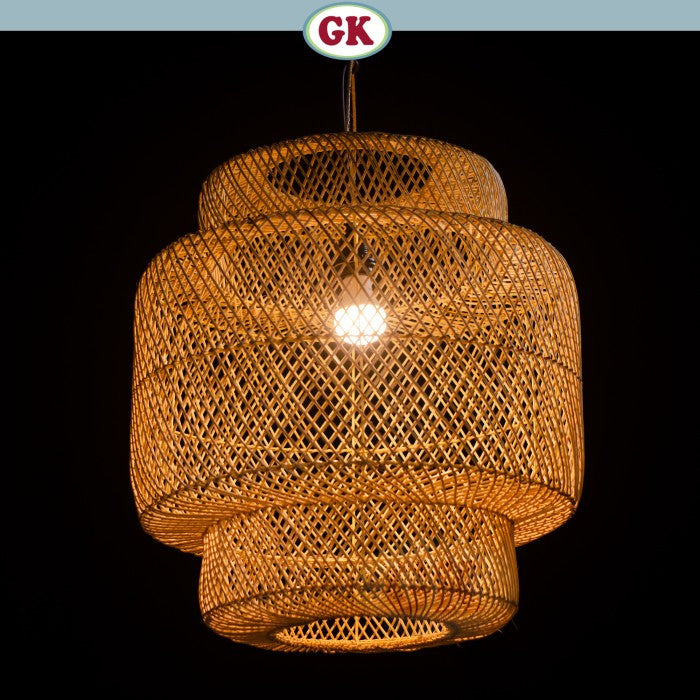 Kap Lampu Gantung Rotan BASIC 40 D50 - Rattan Unique Lantern Ornamental For Natural Atmosphere in Home, Resto, Cafe, Hotel, or Villa.