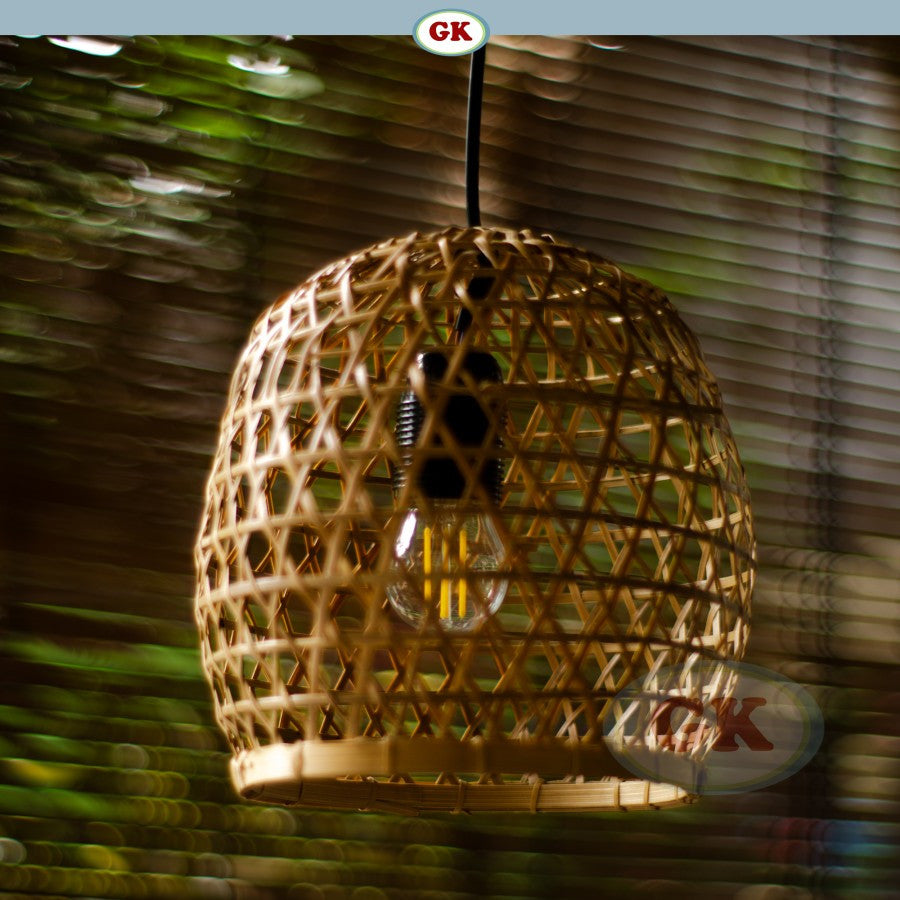 Kap Lampu Gantung Bambu BAMBOO 10 D20 - Tropical Bamboo Pendant Lampshade with Natural Texture for Cafe, Hotel, or Cozy Home Spaces.